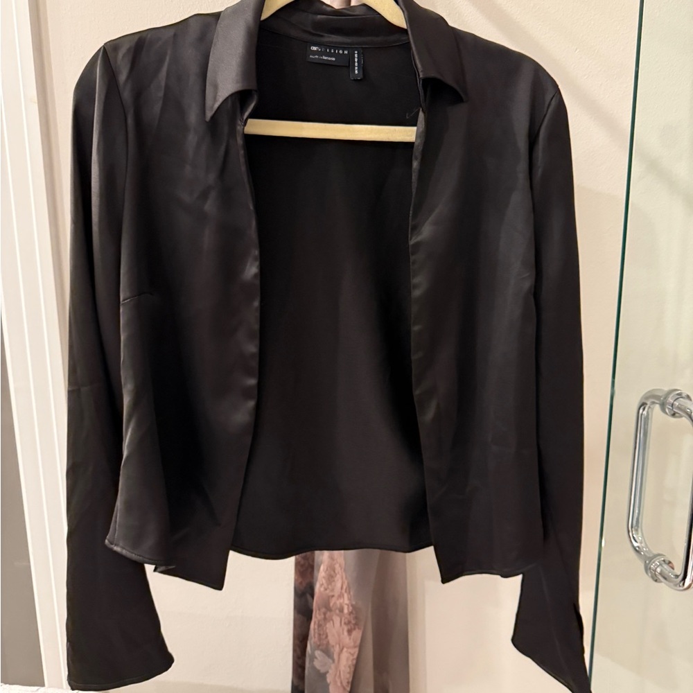 ASOS mid clasp black satin top